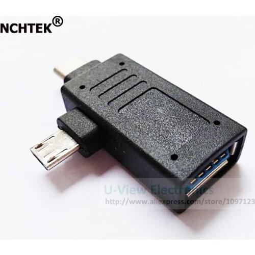 NCHTEK 2 In 1 USB 3.1 Type C Male + Micro USB2.0 Male To USB 3.0 Female OTG Adapter Converter/Free shipping/20PCS