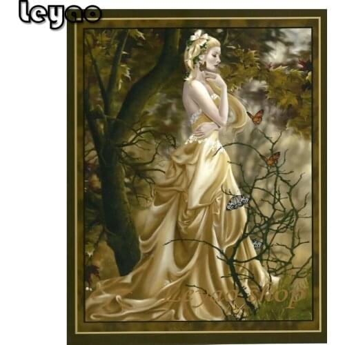 5d Diy Diamond Painting Cross Stitch Set Diamond Embroidery Long Skirt Fantasy Butterfly Woman Beaded Mosaic Wall Decoration