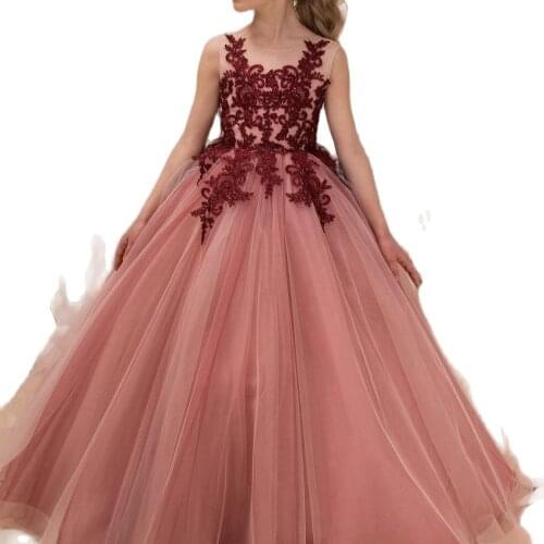 Girly Salmon Ball Gown Kids Pageant Dress Prom Dresses for Girls Aged 5 6 7 8 9 10 11 12 Years Christmas Pajamas Family