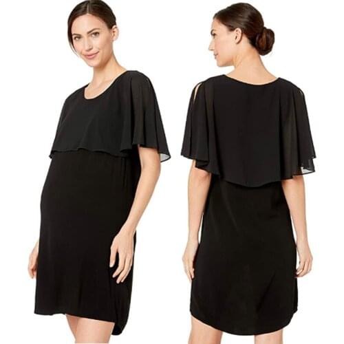 Black Pregnancy Clothes 2021 Sexy Album Photo Dress Women Maternity Ruffle Pregnancy Solid Sundress Pregnant Woman Dress