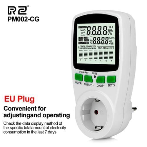 RZ Power Meters Digital Voltage Wattmeter AC Power Consumption Meter Watt Energy Electricity Analyzer Power Analyzer Monitor