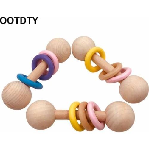 Organic Wood Montessori Styled Baby Rattle Perfect Grasping Teething Toy for Toddlers Natural Wood Safety Paint