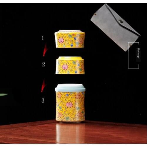Enamel Color Quick Cup Simple Ceramic One Pot Two Cups Portable Travel Kung Fu Tea Set Set Tea Set Chinese Travel Tea Set