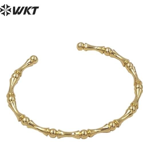 WT-B562 European Popular Style Punk Bangle Cuff Brass Bangle In Full Gold Color Bone Skeleton Shaped Hot Sale Jewelry Bangle