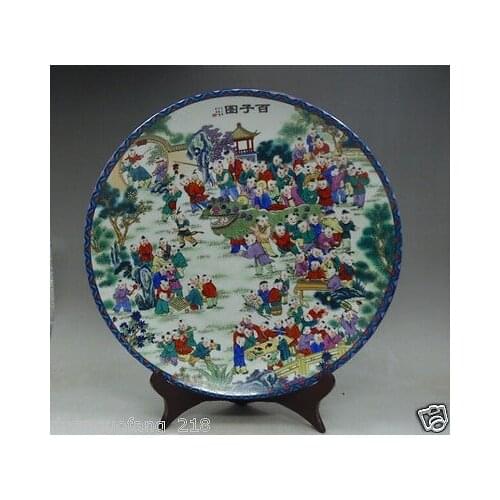 10 inch Chinese Famille Rose hand-painting 100 child diagram Porcelain big Plate
