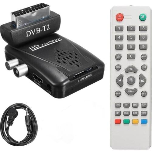HD Scart DVB-T DVB-T2 Terrestrial Receiver Digital TV Tuner Decoder Receiver Supports HDMI/Scart 1080P T2 tuner with Remote
