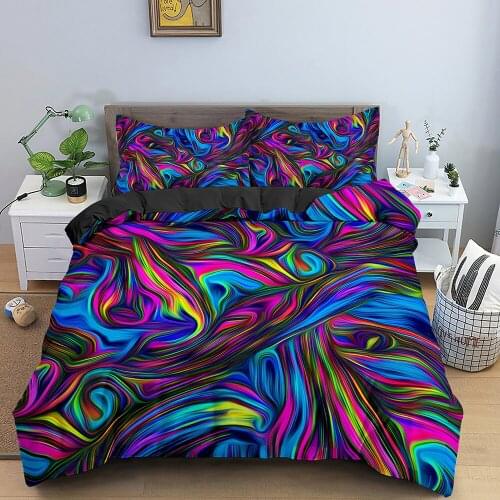 Geometric 3D Printed Bedding Set Soft Single King Queen Psychedelic 3D Abstract Duvet Cover And Pillowcase 2/3pcs Quilt Covers
