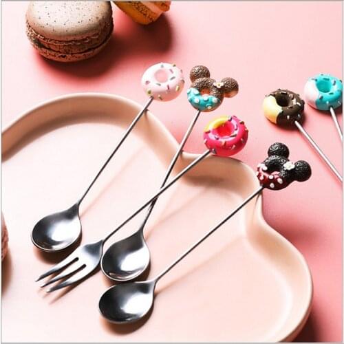 Colorful Cartoon Donut Fruit Fork Dessert Spoon for Photography Studio Props Tabletop Shooting Background Adornment Accessories