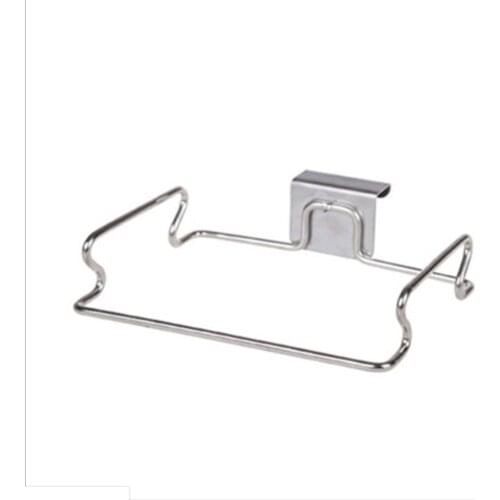 Kitchen Trash Rack Stainless Steel Back Cabinet Garbage Bag Rack U-Shaped Hanging Rubbish Holder Kitchen Trash Storage Hanger