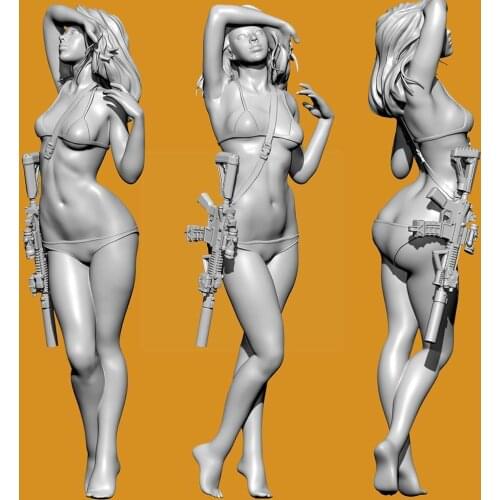 1/24 Resin Model Figure Kits Beauty X Detective Woman 55mm Soldier Model Action Resin Figure YUFAN YFWW35-201991 L1B7