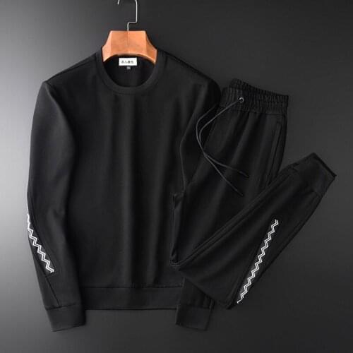 Fashion splicing knitted sweater suit mens young and middle-aged autumn and winter new simple hedging jacket casual two-piece s