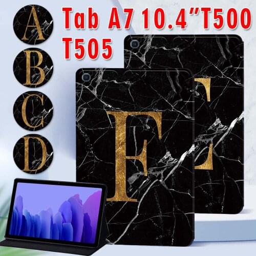Marble Letter Pattern Tablet Cover Case for Samsung Galaxy Tab A7 10.4" 2020 Leather Folding Protective Case for SM-T500 SM-T505