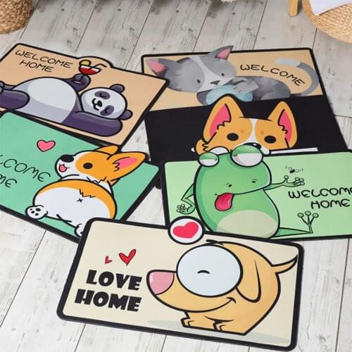 Cartoon Animal Welcome Door Mat Non-slip Carpet Soft Mat Cute Home Bathroom Bedroom Balcony Doorway Hallway Absorbent Mat