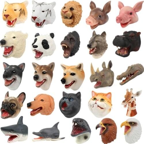 Soft Doll Dinosaure Hand Puppets Figure Head tiger Animal Arm Dino Toys For Stories Gift Children Model World