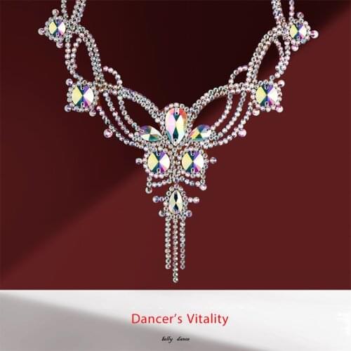 Belly Dance Necklace Performance Accessories Oriental Dancing Female High-End Profession Competition Diamond Chain