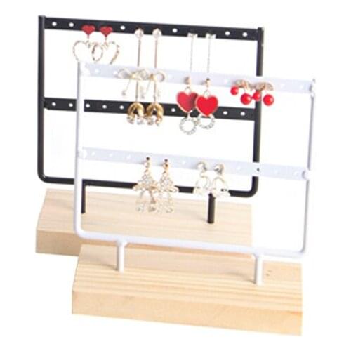Metal Wood Earrings Display Storager Holder Rack Jewelry Display Stand Organizer 15*17cm