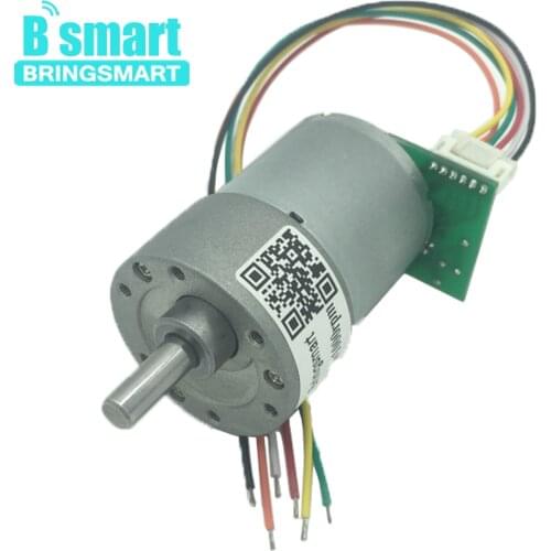Bringsmart JGB37-3530A 12V 24V Gear Motor Reversible With Encoding Disk 12-1600rpm DC Photoelectric Encoder Motor With Reducer