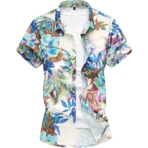 Big Size Men 5XL 6XL 7XL New Summer Shirts Men Short Sleeve Floral Print hawaiian Casual Cool Breathable Vacation Beach Shirt