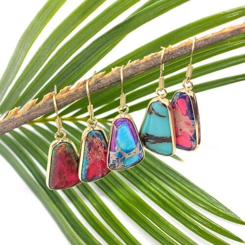 Natural Semi-precious Stones Earrings Multicolor Copper Hook Womens Earrings Fashion Banquet Party Accessories Luxury Jewelry