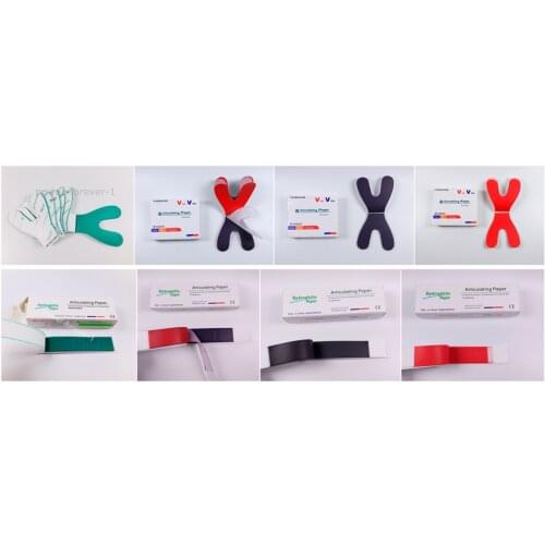 Articulating Paper Dental Horse Shoe Straight Bar Thick 40μm Occlusal Record Denture Hydrophilic Red Blue Green