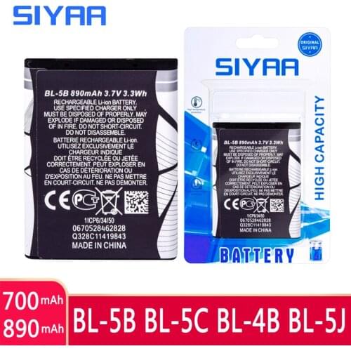 SIYAA Original Battery BL-5B BL-5C BL-4B BL-5J for Nokia 5070 5140 5200 C2-01 N70 2630 7373 5228 Lumia 520 5230 Phone Batteries