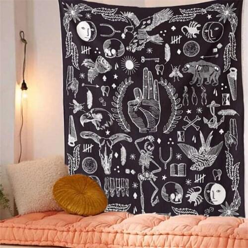 Mandala Fabric Hanging Tapestry Halloween OK Eagle Bear Black Hippie Boho Decor Moon Skull Tarot Psychedelic Tapestry Wall Cloth