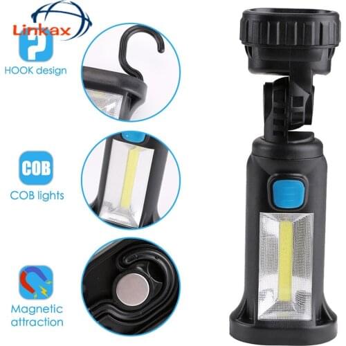 USB Rechargeable COB LED Work Torch XPE COB Flashlight 360 Rotation Hook Work Lantern Camping Hanging Tent Car Night Lights