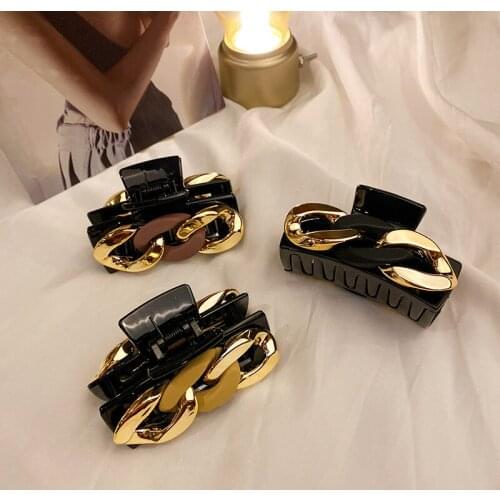 2021 New Metal Chain Hairpin Back Head Hairpin Female French Hair Clip Large Korean Elegant Temperament Hairpin Alloy Hair Claws