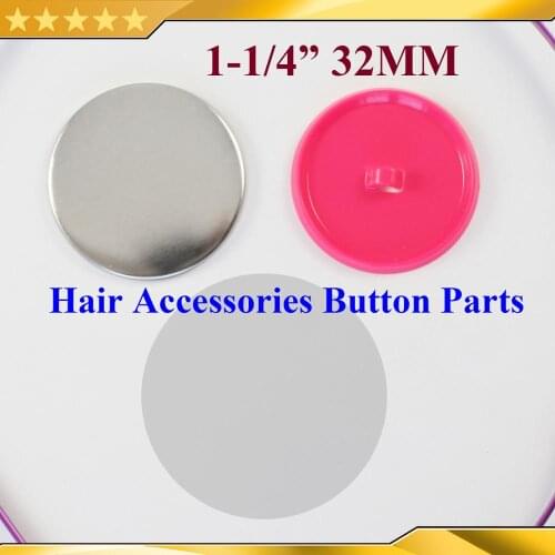 1-1/4" 32mm 100 Sets Hair Accessories Holder Blank 3 Parts Button Supply Materials for NEW Professional Badge Button Maker