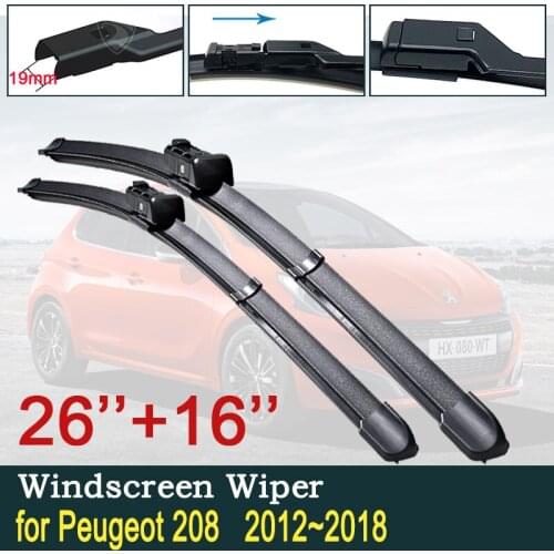For Peugeot 208 2012~2018 Car Wiper Blades Front Windscreen Windshield Wipers Car Accessories Stickers 2013 2014 2015 2016 2017