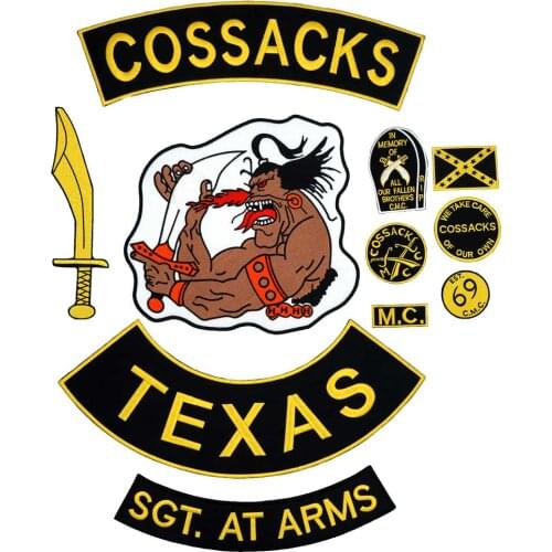 COSSACKS TEXAS FULL SETS Embroidered punk biker Patches Clothes Stickers Apparel Accessories Badge 11 pcs /set