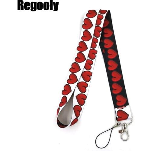 Red Hearts Love Couple Lanyard for Keys Phone Cool Neck Strap Lanyard for Camera Whistle ID Badge Cute webbings ribbons Gifts