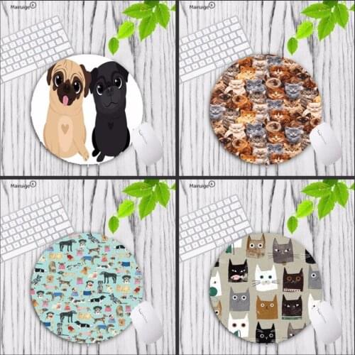 Mairuige 20X20CM 22X22CM Cute Cat And Dog Round Mousepad Anti-Slip Laptop PC Mice Pad Gaming For Optical Laser Mousemat