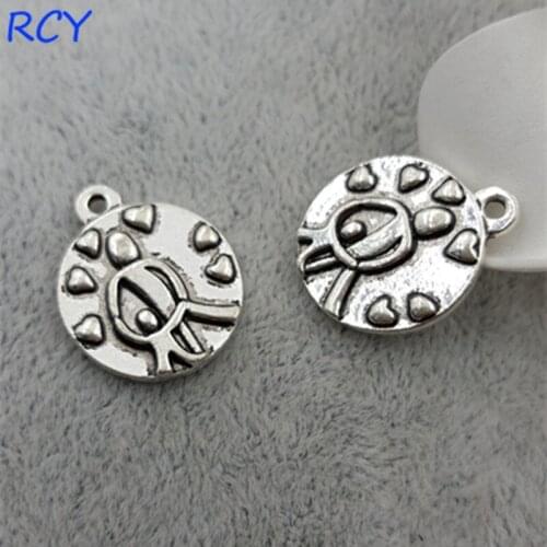 Top Quality 20 Pieces/lot 17mm antique silver color mother and baby charm round disc message pendants for DIY making