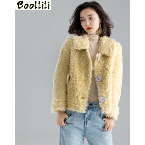 Boollili Real Fur Coat Women Winter Coat Women Clothes 2020 100% Wool Jacket Sheep Shearing Short Parka Real Fur Jacket