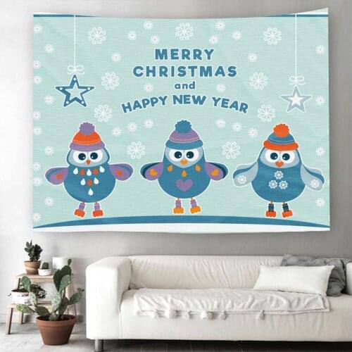 Christmas Penguin Tapestry Holiday Decoration Accessories Hanging Cloth Scene Decoration Wall Hanging Cloth Multiple Sizes