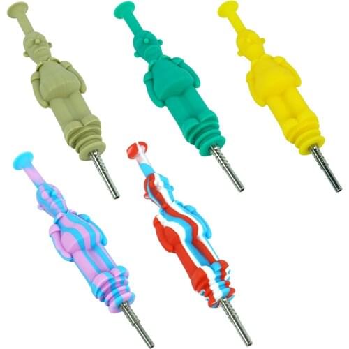 Silicone smoking pipe Silicone NC kit Dab Oil Rig with Titanium Nail Tobacco silicone Smoking Pipe Concentrate oil