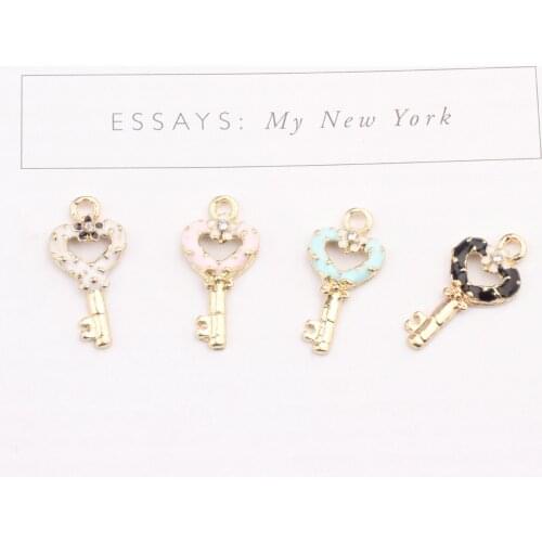 10pcs/lot Enamel Charms Flower Heart Shape Key Pendants Oil drop Charms For Bracelet DIY Fashion Jewelry