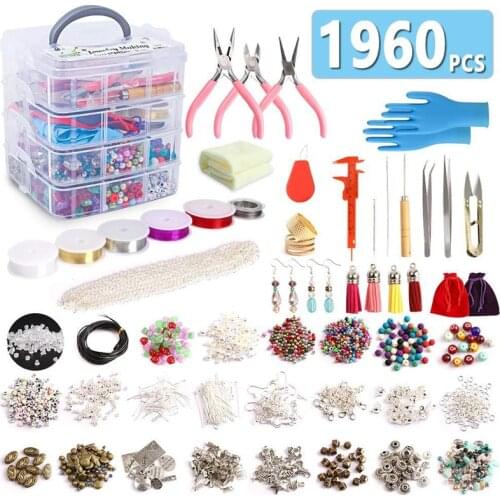 1960PCS DIY Jewelry Accessories Acrylic Beads Pearl Crystal Shaped Bead Bracelet Pendant Jewelry Making Combination Set