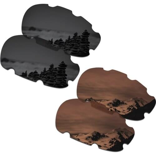 SmartVLT 2 Pairs Polarized Sunglasses Replacement Lenses for Oakley Split Jacket Vented Stealth Black and Amber Brown