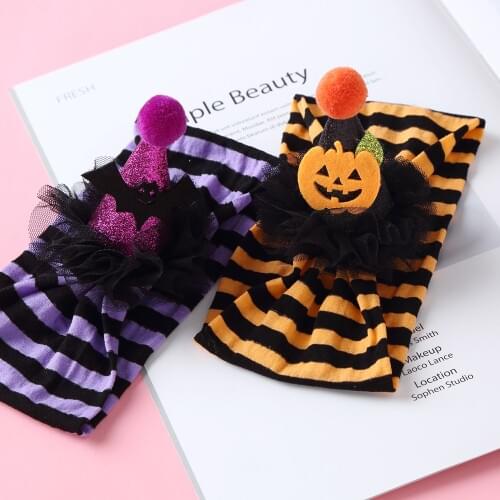 20pc/lot 2020 New Halloween Party Hair Bow Headband Head Wraps Striped Nylon Baby Headbands for Children Kid Girls Gift Headwear