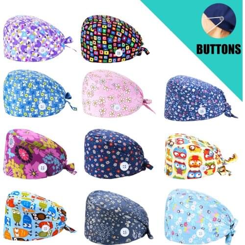 2020 Surgicals Cap Cotton Adjustable Beauty Shop Lab Dental Clinic Nursing Caps Anime Printing Work Scrubs Hats Gorra quirúrgica