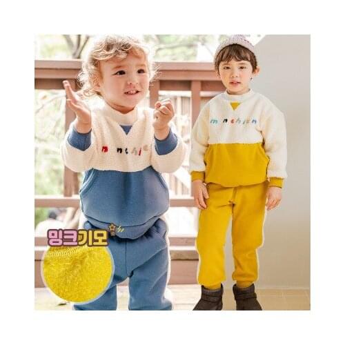 2021 Autumn and Winter Childrens Sweater and Pants Suit Baby Matching Turtleneck Plus Velvet Sportswear Suit Two-piece Sets