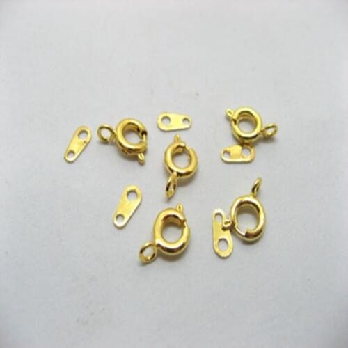 50Pcs Gold/Silver Plated Spring Ring Clasps Connection For Necklace Bracelet DIY Buckle with Tab