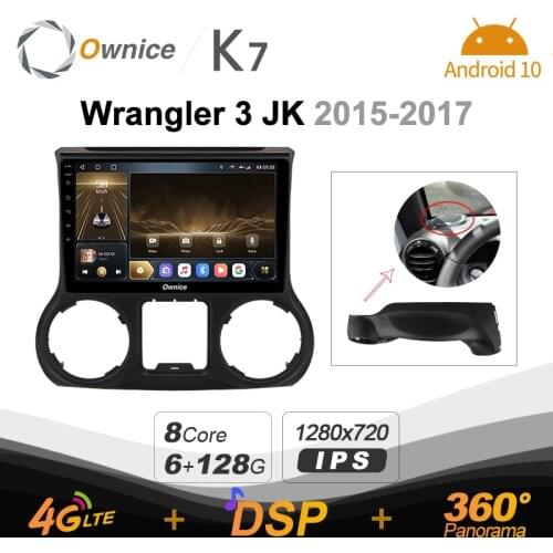 Ownice K7 2din Car Radio Android 10.0 Multimedia Car Video Player for Jeep Wrangler 3 JK 2010 2012 2015 2016 2017 GPS 4G 5G WiFi