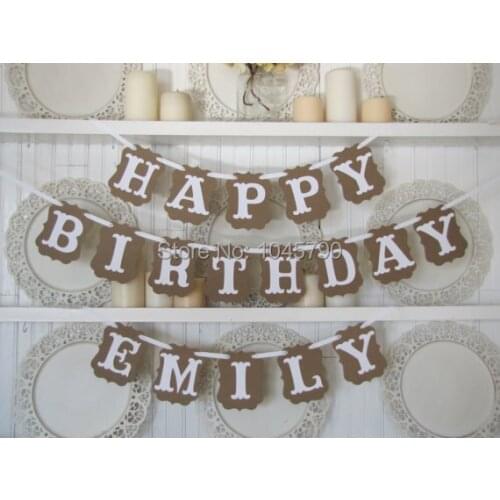 Free Shipping 1 X Romantic Customized Name & HAPPY BIRTHDAY Bunting Banner Birthday Decoration Birthday Party Sign