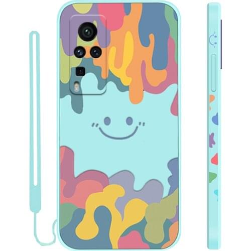 Cute Smile Case For VIVO X60 Pro + vivo x50 V15 IQOO Z3 Z1X NEO 5 Soft Silicone Lace edge strip Phone Cover For VIVO S9 S9E S7