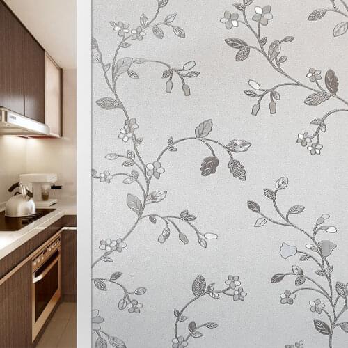 Flower vine pattern decoration electrostatic glass film bathroom toilet shading window flower sticker glass sticker opaque film