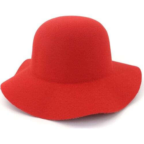 Retro Autumn Church cap For Women Bucket caps Soft Wide Brim Wool Felt Bowler Fedora Hat Floppy Cloche Womens Large Hat HF142