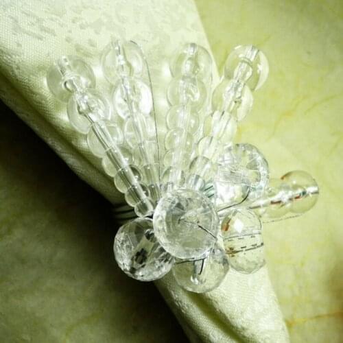 Clear fan napkin ring, beaded wedding napkin holder